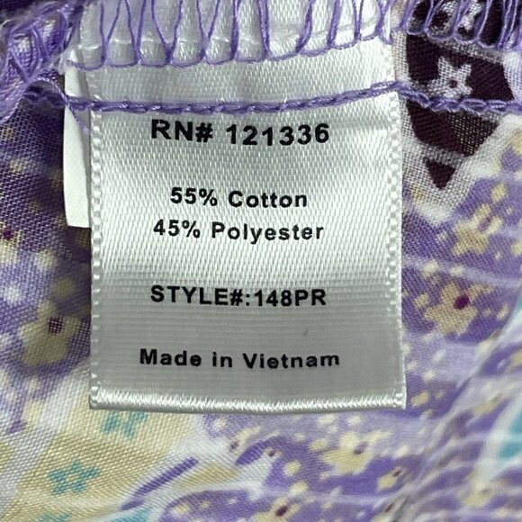 Koi by Kathy Peterson Style 148PR Peplum Drawstring Purple Turquoise Scrub Top - Picture 5 of 7